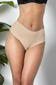 3'lü Paket Dikişsiz, İz Yapmaz, Lazer Kesim, Yüksek Bel Slip Külot Cappucino (brf21263) - 3