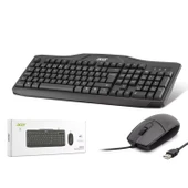 Acer OAK-930 Kablolu Sessiz Tuşlu Klavye Moue Set Siyah (Klavye 1,40Cm/Mouse 1.60Cm Kablo) - 1