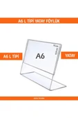 A6 L Tipi Yatay Masa Üstü 20'li Paket / 2.8 Mm Şeffaf Pleksi Föylük / Broşürlük - 2