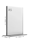 A5 Şeffaf Fotoğraf Çerçevesi - Dikey Masaüstü Şeffaf Pleksi Föylük Broşürlük A5 T Tipi- Menü thumbnail 3