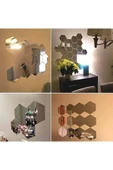 Dekoratif Bal Peteği Pleksi Ayna Altın Renk (12 Adet 7cm x 8,5 cm) - 2