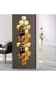 Dekoratif Bal Peteği Pleksi Ayna Gold Renk Kendinden Yapışkanlı (14 ADET X 7CM X 8CM) - 2