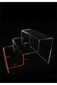 Pleksi Şeffaf Merdiven Ürün Sergileme Standı 3 Kademeli 25 Cm thumbnail 1