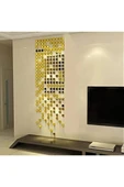 Dekor Süs Mozaık Ayna 200x Adet Pleksi Dekoratif Gold Antre Banyo Her Biri 3x3 - 1