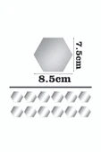 Bal Peteği Gümüş Dekoratif Altıgen 12x Süs Akrilik Ayna 7,5x8,5cm Antre Duvar Pleksi Yapışkan Bantlı - 3