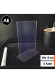 5 Adet Pvc Broşürlük Menülük Etiketlik 10x15 Cm Tutucu Dik Çift Yön A6 Masaüstü Föylük thumbnail 1