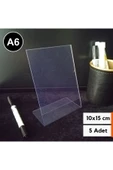 5 Adet A6 Şeffaf Broşürlük Menülük Etiketlik 15x10 Cm Halı Mobilya Kafe A6 Masaüstü Föylük - 1