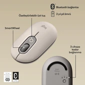 Logitech POP Emoji 910-006651 Bej Sessiz Optik Kablosuz Mouse - Teşhir - 3