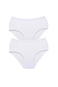 2 Adet Tutku Kadın Yüksek Bel Bato Kalın Lastik Külot Beyaz thumbnail 2