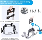 Pro Seri 6 Tekerli 80KG Kapasiteli Merdiven Çıkabilen Katlanır Taşıma Arabası Koli Yük Paket Aracı - 3