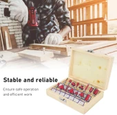 12 Parça Freze Uç Takımı Ahşap Oyma Ağaç Delme Özel Ahşap Çantalı Set 6 mm - 7