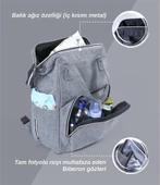 Tommybaby Anne Bebek Bakım Sırt Çantası Biberon Termoslu Sıvı Geçirmez Bebek Çantası - 4