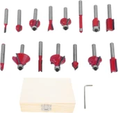 12 Parça Freze Uç Takımı Ahşap Oyma Ağaç Delme Özel Ahşap Çantalı Set 6 mm - 4