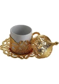 Sena Motif 6 Kişilik Altın Renkli 24 Parça Kahve Fincan Takımı - 3