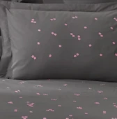 Hobby Çift Kişilik Poplin Premium Nakışlı Nevresim Spring Gri - 4