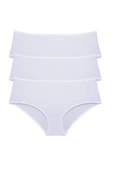 3 Adet Kadın Yüksek Bel Bato Külot Beyaz thumbnail 1
