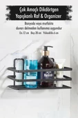 Paslanmaz Çelik Yapışkanlı Dikdörtgen Duvar Rafı & Organizer & Banyo Duş Askısı - 1