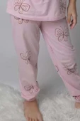 Kız Çocuk Kelebek Desenli T-Shirt Pembe Pijama Takımı 8-14 Yaş - 5