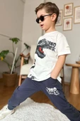 Erkek Çocuk Dinazor Digital Baskı Ve Yazı Detaylı T-Shirt Siyah Eşofman Takım - 4