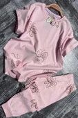 Kız Çocuk Kelebek Desenli T-Shirt Pembe Pijama Takımı 8-14 Yaş - 3