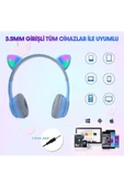 Techmaster Kablosuz Kulaküstü Rgb Işıklı Kedili Bluetooth 5.0 Çocuk Kulaklığı Kulaklık P47M - 4