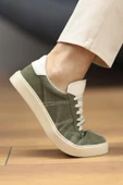 Shoetyle - Yeşil Hakiki Süet Bağcıklı Erkek Sneaker 666-3071 thumbnail 6