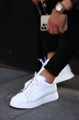Shoetyle - Beyaz Hakiki Deri Bağcıklı Erkek Sneaker 101-7039 - 1