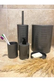 Banyo Seti 5'li Gri Çöp Kovası Wc Fırçalık Sıvı Sabunluk Katı Sabunluk - 1