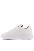 Shoetyle - Beyaz Hakiki Deri Bağcıklı Erkek Sneaker 101-7039 - 6