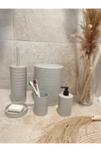 Banyo Seti 5'li Krem Çöp Kovası Wc Fırçalık Sıvı Sabunluk Katı Sabunluk - 1