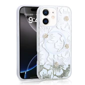 Apple iPhone 12 Kılıf Sıvılı Simli Baskılı Şeffaf Arka Yüzey Zore Mossa Silikon Kapak - 3