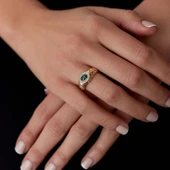 14 Ayar Taşlı Altın Kadın Burgu Yüzük - 2