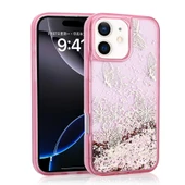 Apple iPhone 12 Kılıf Sıvılı Simli Kelebek Baskılı Şeffaf Arka Yüzey Zore Glis Silikon Kapak - 3