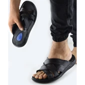 Jel Taban 034 Günlük TAM ORTOPEDİK Hakiki Deri Erkek Terlik PUFF Taban - 2