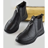 1833 Tam Ortopedik Siyah Hakiki Deri Kadın Bot Ayakkabı Anne Kışlık Deri Bot - 2