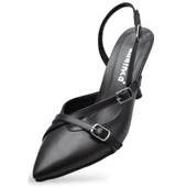 1098 Arkası Açık Kadın Topuklu Ayakkabı 7 cm Abiye Düğün Nişan Kına Gecesi Kdnca - 4