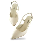 1025 Arkası Açık Kadın Topuklu Ayakkabı 5 cm Abiye Düğün Nişan Kına Gecesi Kdnca - 9