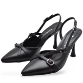 1098 Arkası Açık Kadın Topuklu Ayakkabı 7 cm Abiye Düğün Nişan Kına Gecesi Kdnca - 2