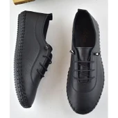 185a ORTOPEDİK Taban Günlük Hakiki Deri Kadın Ayakkabı Deri Babet - 10