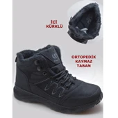 580 Ortopedik Kaymaz Taban İçi Kürklü Kışlık Unisex Bot Ayakkabı Blacksea - 5