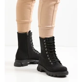 225 Günlük Bağcıklı Fermuarlı Siyah Kadın Bot Ayakkabı Postal - 3