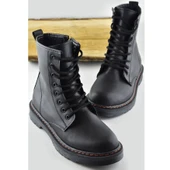 733 Günlük Bağcıklı Fermuarlı Kadın Bot Ayakkabı Postal Çizme Bayan Bot - 2