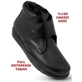200 Ortopedik Taban İçi Kürklü Siyah Anne Botu Kadın Cırtlı Bot Ayakkabı thumbnail 1