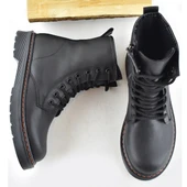 733 Günlük Bağcıklı Fermuarlı Kadın Bot Ayakkabı Postal Çizme Bayan Bot - 5