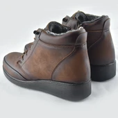 210 Ortopedik Taban Lastik Bağcıklı İçi Kürklü Siyah Anne Botu Kadın Bot Ayakkabı - 11