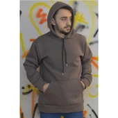 090 Kadın Erkek Polar Kapuşonlu Erkek Polar Kadın Polar Soğuk Geçirmez Oversize 3 İplik Rahat Kalıp - 1