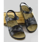 160142.012 CV TAM Ortopedik Taban Günlük Kadın Sandalet Terlik Siyah Sandalet thumbnail 2