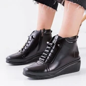 140 Ortopedik Taban Cırtlı Siyah Anne Botu Kadın Bot Postal Çizme - 1