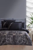 Dijital Saten Çift Kişilik Nevresim Takımı Bos Siyah thumbnail 1