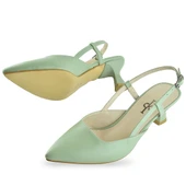 1025 Arkası Açık Kadın Topuklu Ayakkabı 5 cm Abiye Düğün Nişan Kına Gecesi Kdnca - 7